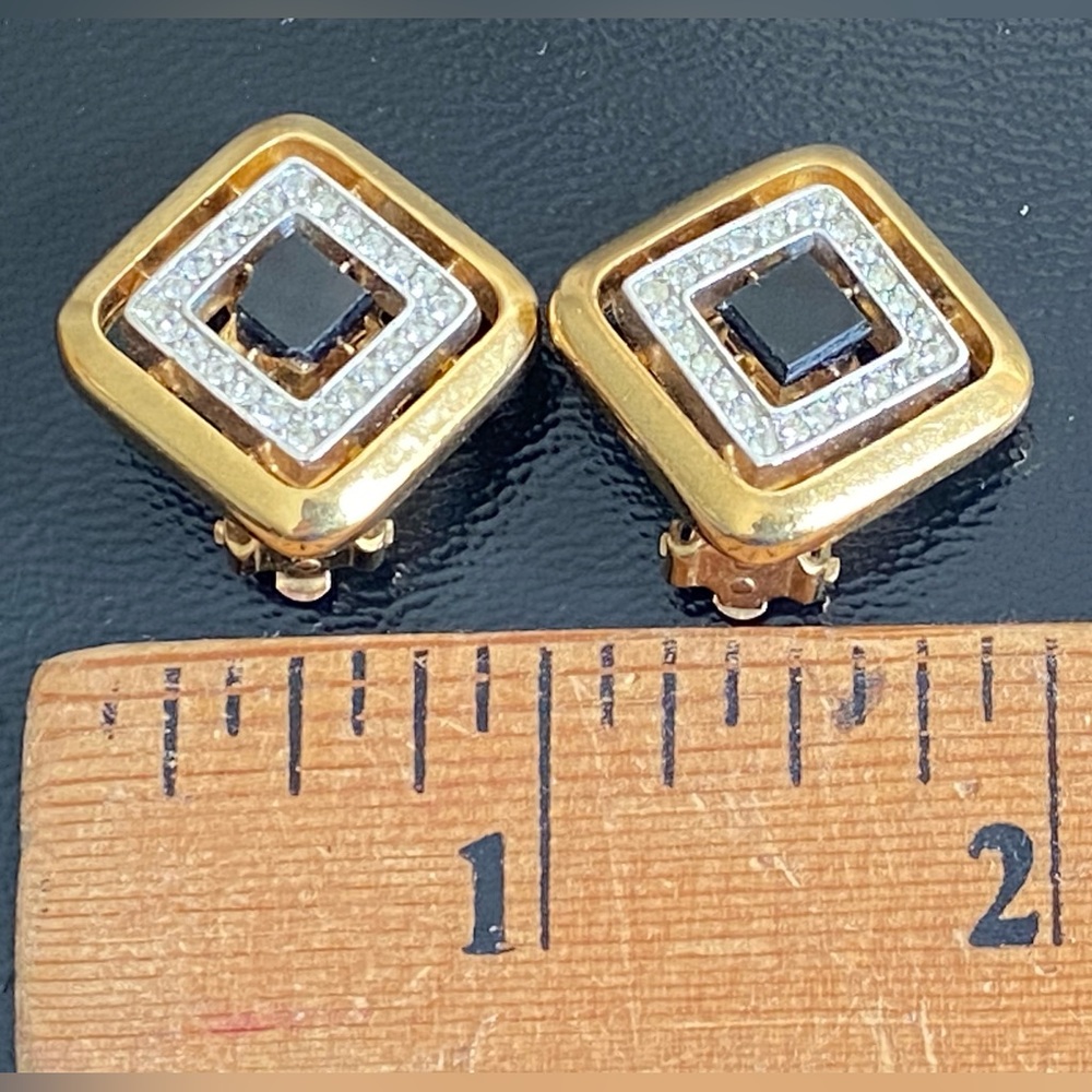 Givenchy Gold and Black Diamond-Shaped Earrings